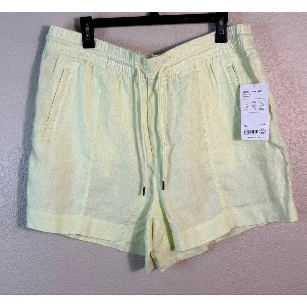 Athleta Womens XL Retreat Linen Shorts Mint Green Breathable Drawstring NEW